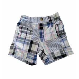Janie & Jack Patchwork Shorts Boys 6-12 Months Pastel‎ Blue Pink Preppy Madras